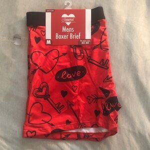 Red Love Print Men's Boxer Briefs